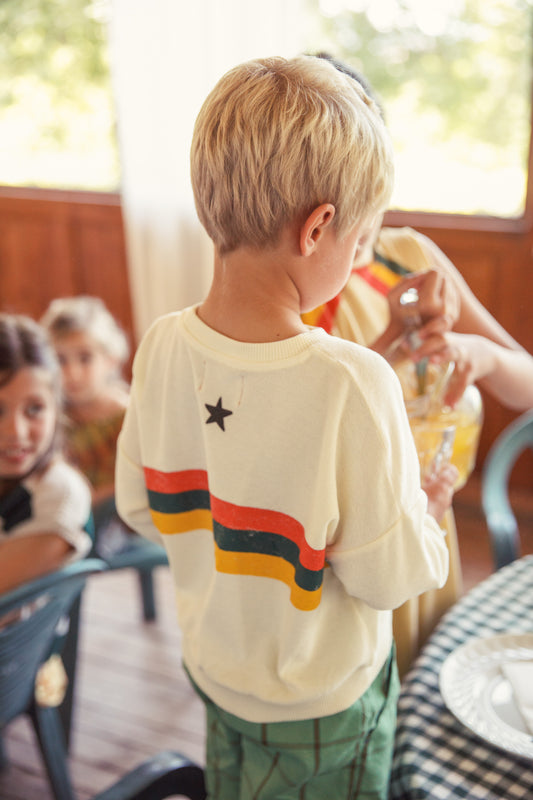 Piupiuchick ecru sweatshirt with multicolor STRIPES print
