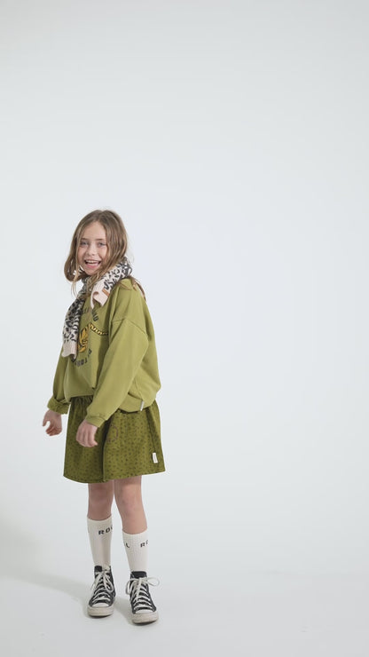 Piupiuchick Sweatshirt olive green with TIGER print