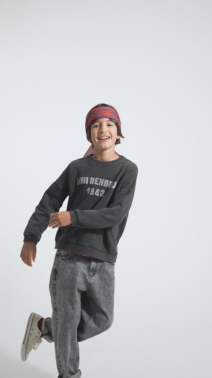 Piupiuchick Sweatshirt faded black with JIMI HENDRIX print