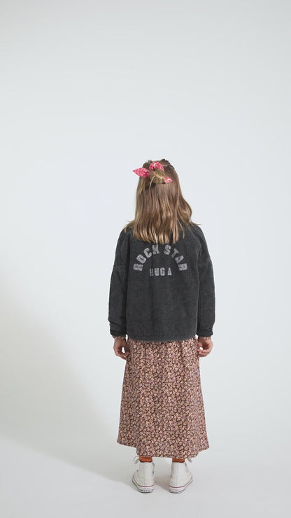 Piupiuchick Padded jacket washed black with ROCK STAR print