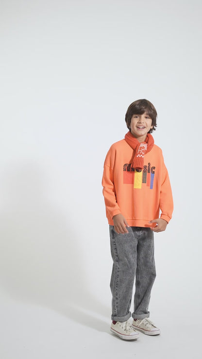 Piupiuchick Sweatshirt orange with MUSIC print