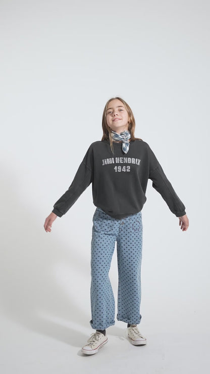 Piupiuchick Sweatshirt faded black with JIMI HENDRIX print