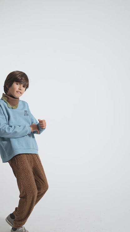 Piupiuchick Sweatshirt blue with ROCK STARS print