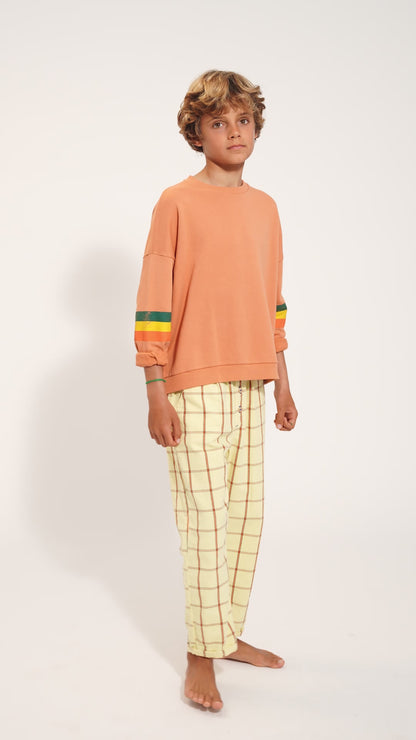 Piupiuchick peach sweatshirt with MULTICOLOR STRIPES
