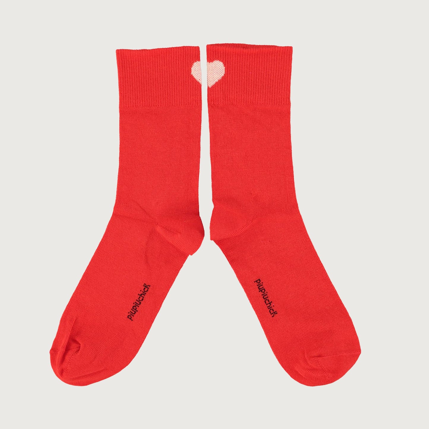 Piupiuchick Socks red with ECRU heart / 2-4Y