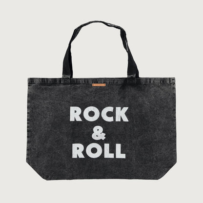 Piupiuchick XL bag faded black with ROCK 'N ROLL print