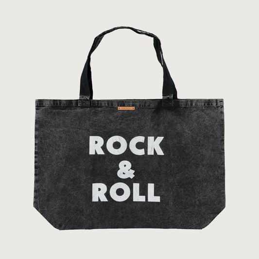 Piupiuchick XL bag faded black with ROCK 'N ROLL print