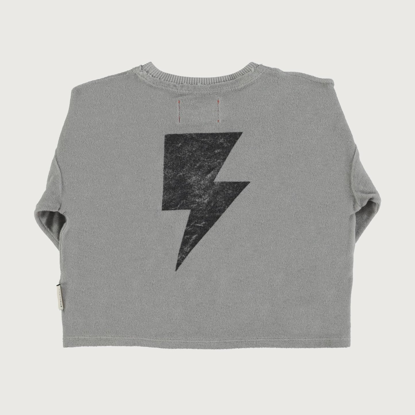 Piupiuchick Terry cotton long sleeve T-shirt grey with ROCK 'N ROLL print