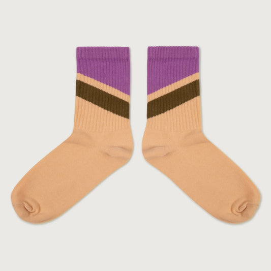 Repose AMS Sporty socks stripe ecru purple
