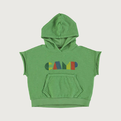 Piupiuchick sleeveless hooded sweatshirt green with MULTICOLOR CAMP print