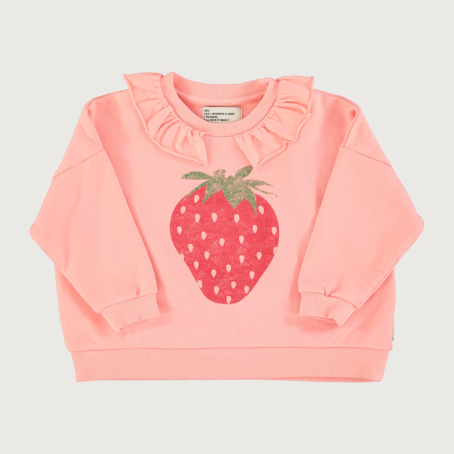 Piupiuchick Collar sweatshirt light pink with STRAWBERRY print