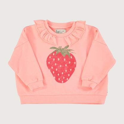 Piupiuchick Collar sweatshirt light pink with STRAWBERRY print