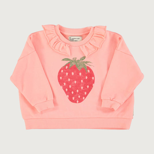 Piupiuchick Collar sweatshirt light pink with STRAWBERRY print