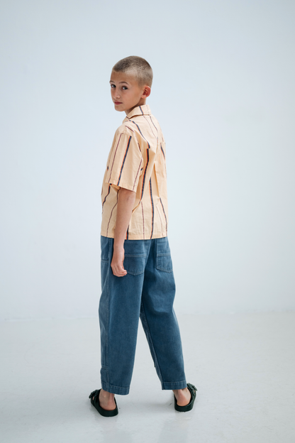 Repose AMS Boxy shirt sand stripe