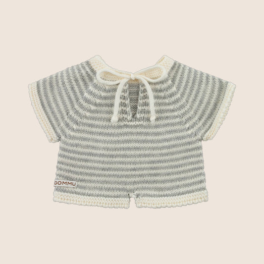 We Are GOMMU stripes one-piece grey/cream