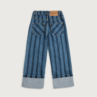 Bobo Choses PICKLES THE DOG striped denim pants navy blue