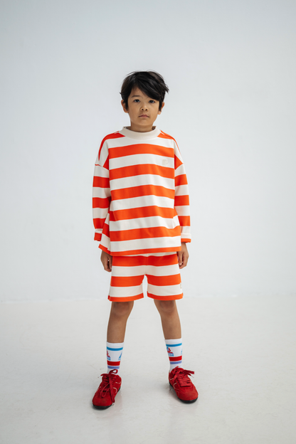 Repose AMS Boxy sweater flame red block stripe