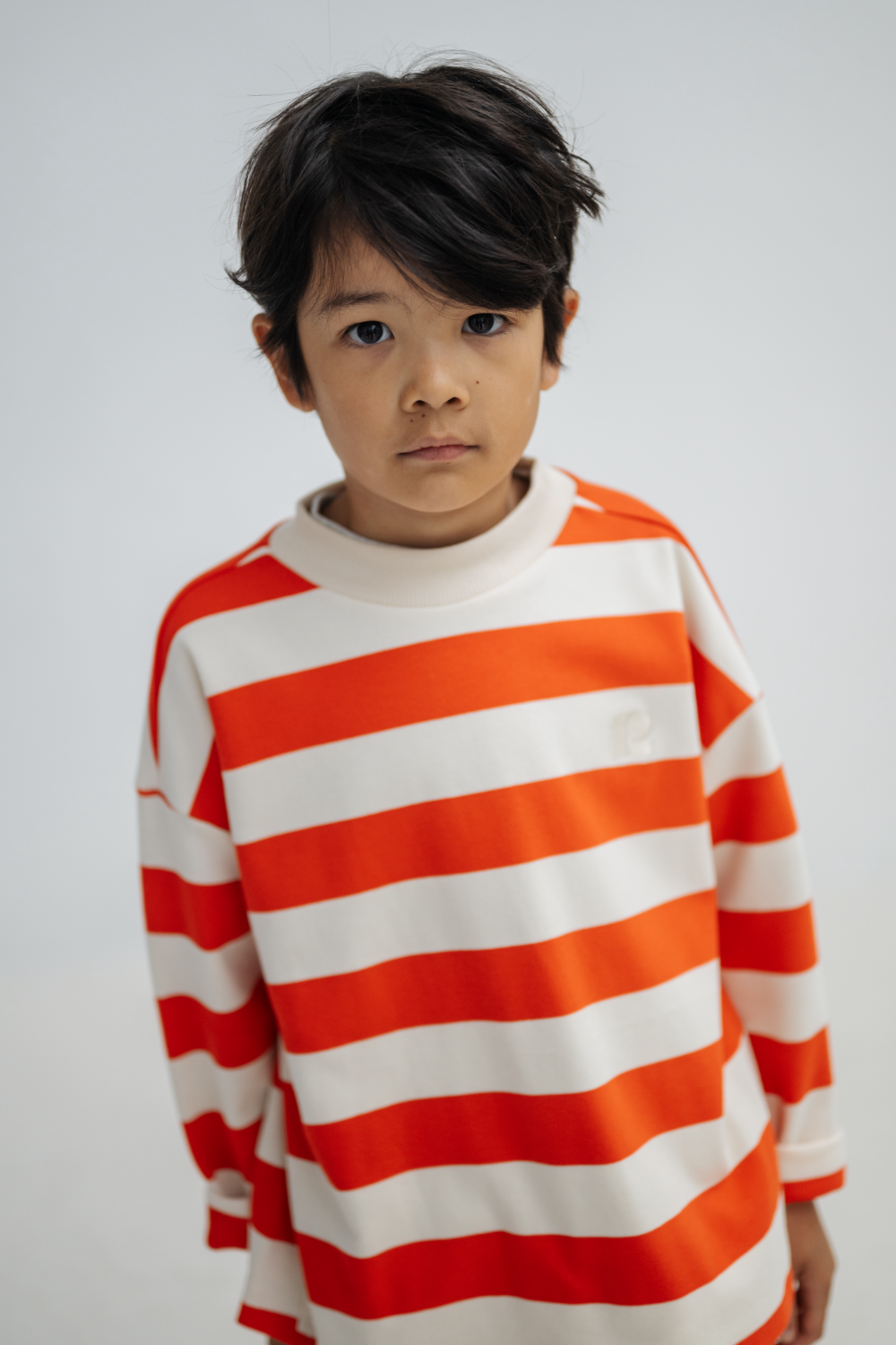 Repose AMS Boxy sweater flame red block stripe