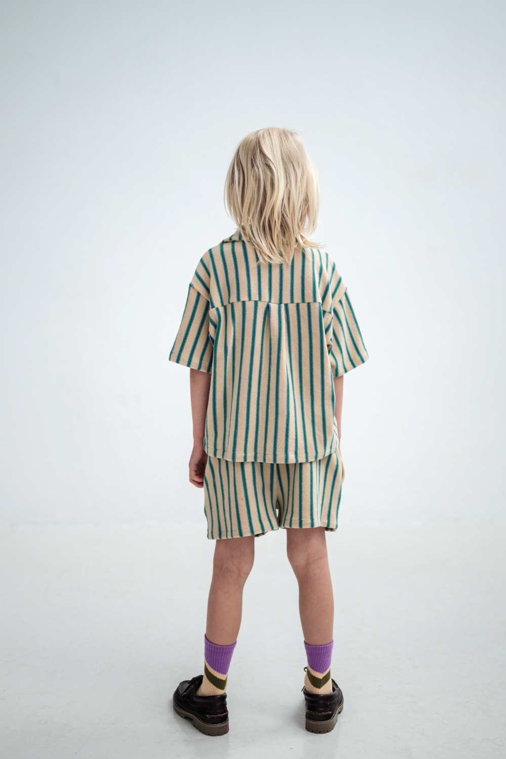 Repose AMS Box cut shirt jade bloom stripe / 8Y