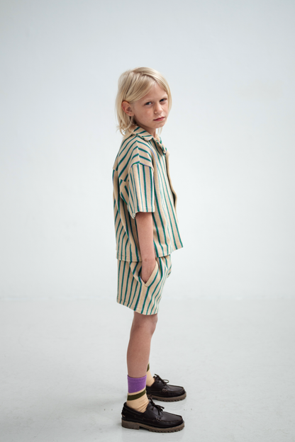 Repose AMS Box cut shirt jade bloom stripe / 8Y