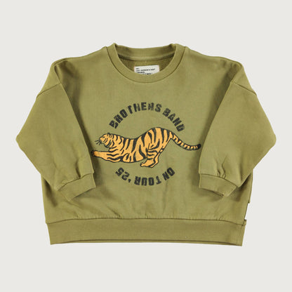 Piupiuchick Sweatshirt olive green with TIGER print