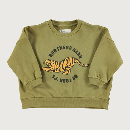 Piupiuchick Sweatshirt olive green with TIGER print