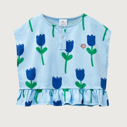 Wynken Vela frill top bird blue / 8Y