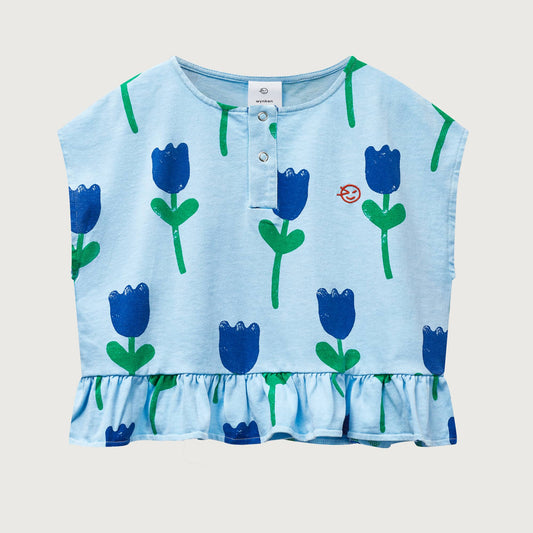 Wynken Vela frill top bird blue / 8Y