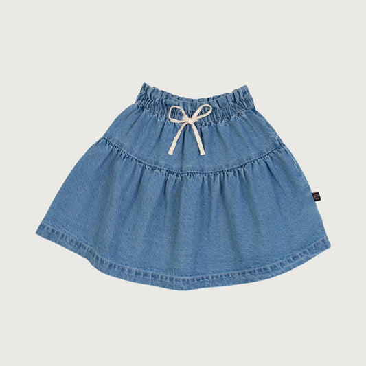 Wynken Drop Waist Denim Skirt Mid Bleach / 10Y