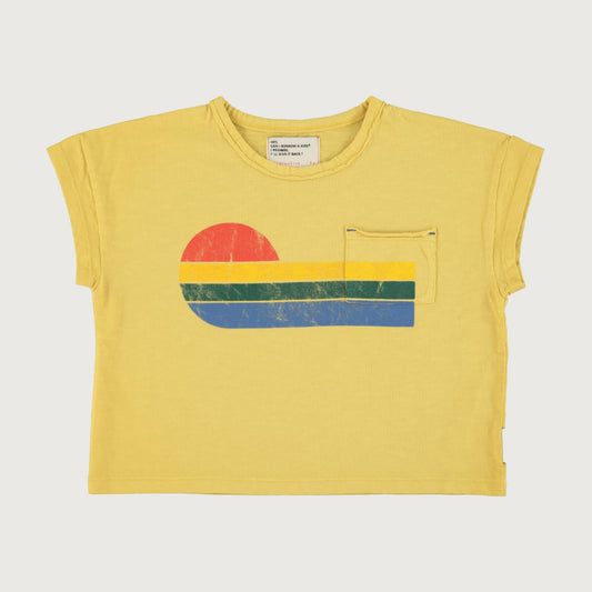 Piupiuchick yellow T-shirt with MULTICOLOR WAVE print